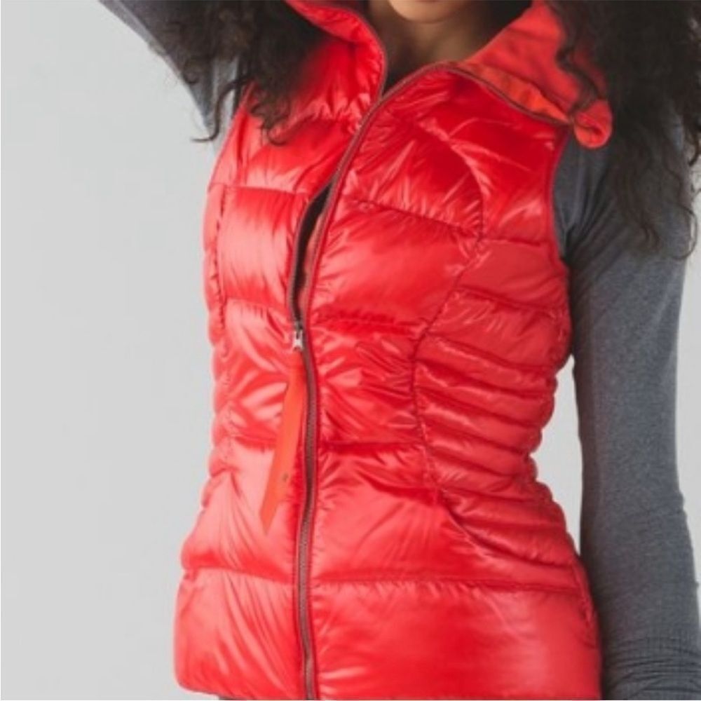 Like New Lululemon Fluffin Awesome Down Puffer Vest in Alarming Red 4